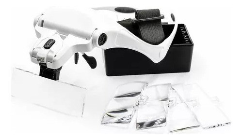 Lupa Anteojo Vincha Cabeza Luz Led 5 Lentes Cosmetologia 0