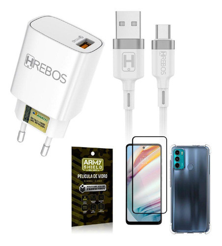 Capinha Moto G60 + Carregador Turbo Hs183 + Película 3d 0