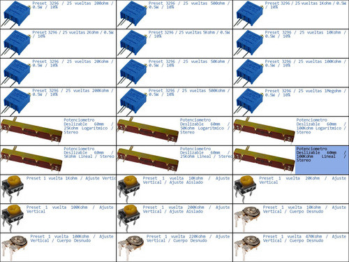 Pack 6x Pote B100k Deslizable 60mm 100k Lin Estereo 1