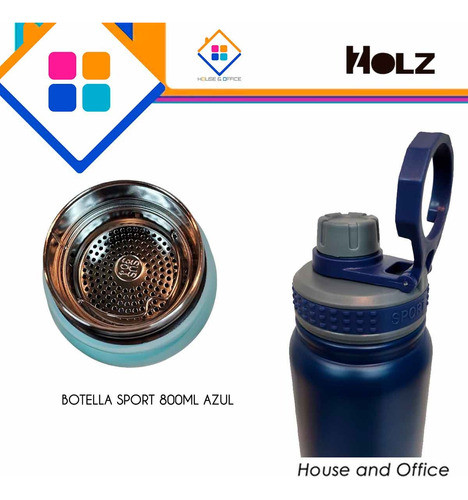 Botella Sport 800ml Azul Deportiva Acero Inoxidable 1
