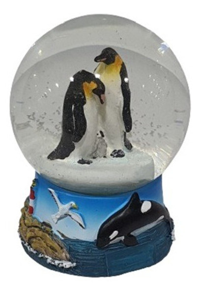 Globo De Vidrio Nieve Pinguinos 12cm Altura 0