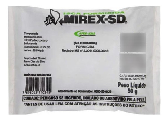 Formicida Granulada Mirex Isca Formiga 50gr- Kit C/10 Sachês 1
