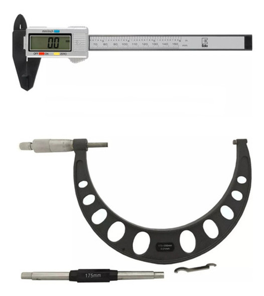 Paquímetro Digital 150 M Micrometro 175 - 200 M Leitura 0,01 0