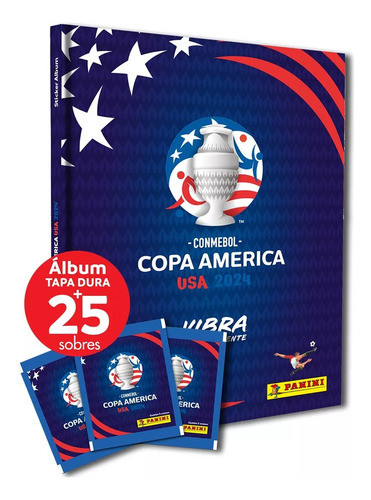 Pack 1 Album Tapa Dura + 25 Sobres Copa America Usa 2024 0