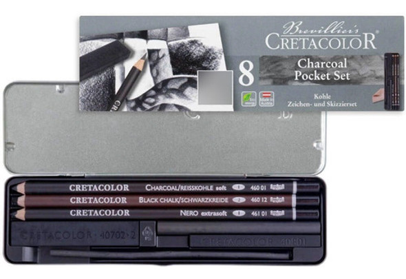 Estojo Lapis Carvao Cretacolor Charcoal Pocket Set 460 08 0