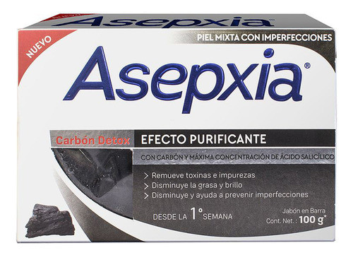 Jabón Asepxia Carbón Detox Efecto Purificante 100g 0