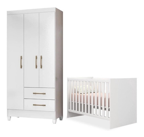 Quarto Do Bebê Dormitório Berço 2x1 Guarda Roupa Lua Nova 0