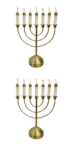 Kit Dois Mini-castiçal 7 Velas Menorah, Candelabro  17cm 0