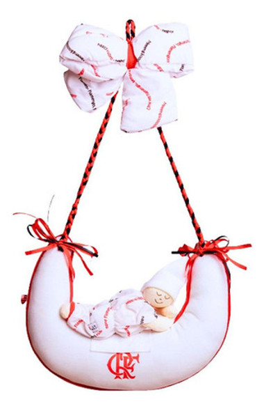 Enfeite Porta Maternidade Flamengo Meia Lua Menina 1
