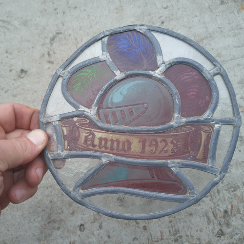 C-antiguo Vitreaux Emplomado De Forma Redonda Pintado Mano 1