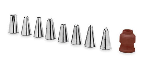 Conjunto Confeiteiro 8 Bicos 1,8 Cm + Saco Glacê Brinox 1