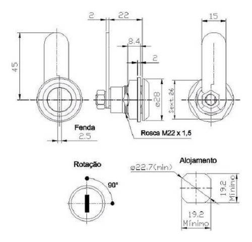 Kit 3 Fecho Fenda Lingueta Reforçada Painel Quadro Armário 1