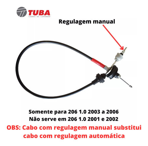 Cabo Embreagem Peugeot 206 1.0 16v 2003 A 2006 Reg. Manual 1