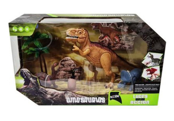 Set De Dinosaurios Con Luz Y Sonido En Caja Poppi - 7096 0
