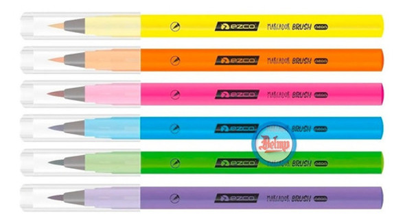 Marcador Ezco Brush Neon Punta Pincel Lettering X 6 Delmy 1