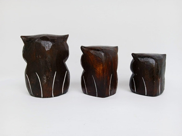 Adorno Espectacular Set  Buhos Gordos En Madera 1