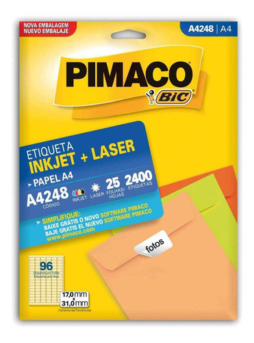 Etiqueta A4 A4248 25 Fls 17,0 X 31,0 Mm 0