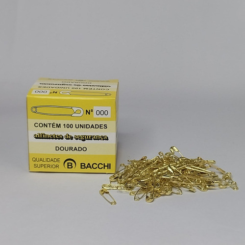 Alfinete De Segurança Dourado Bacchi N°000 500 Unidades 1
