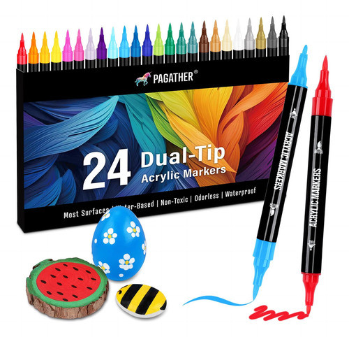 Pagather Marcadores Pintura Acrílica 24 Colores, Punta Doble 0