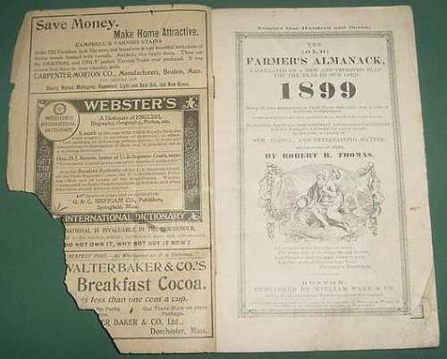 Almanaque Calendario Publicidad Año 1899 Robert Thomas Farme 1