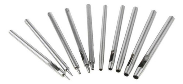 10 Peças De Aço Carbono Conjunto Oco Soco Furador De Couro 0