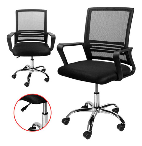 Cadeira Material Tela Mesh Base Em Aço Apoio De Braço Fixo 0