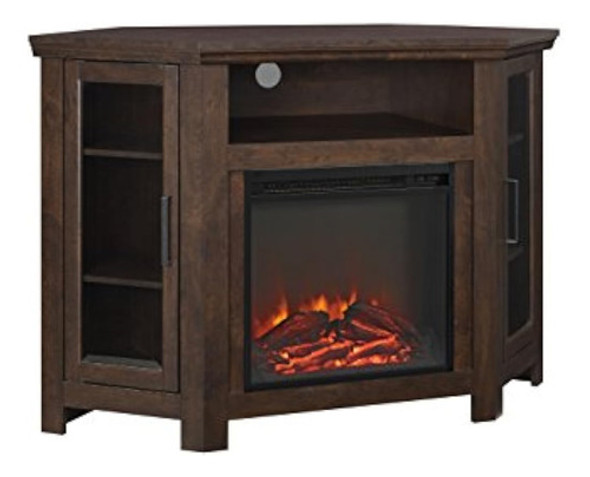 Walker Edison Alcott Classic Glass Door Fireplace Corner Tv 0