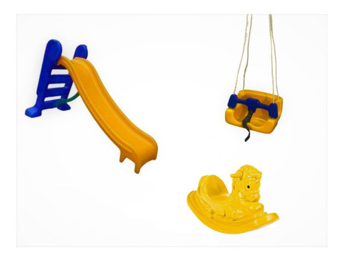 Escorregador Infantil + Balanço Infantil + Cavalinho- Cores 1