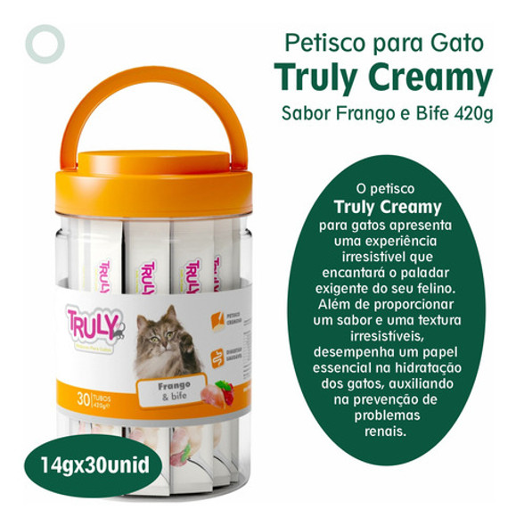 Kit 3 Petisco Gato Truly Creamy Churu Bife/frango 420gr Atac 1