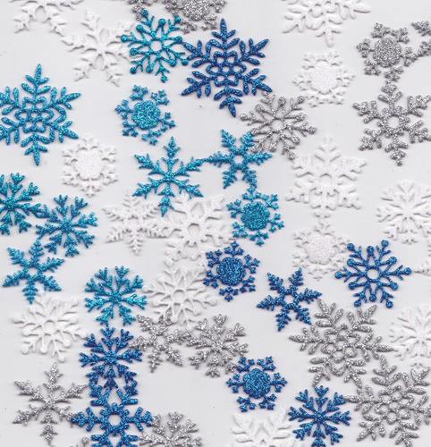 30 Copos De Nieve Brillantina En Goma Eva O Cartulina 0