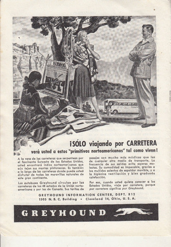 4 Hojas Publicidad De Omnibus Greyhound Vintage Años 40 0