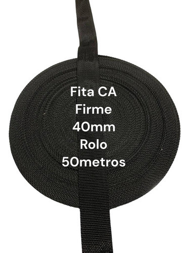 50 Metros Fita Reforçada Ca 40mm Preta Cadarço Alça Bolsa 1