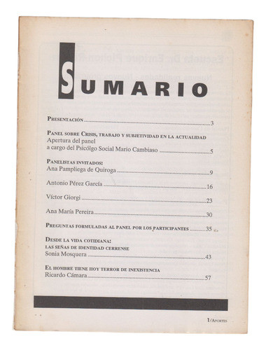Psicologia Social Revista Aportes N°5 Escuela Pichon Riviere 1