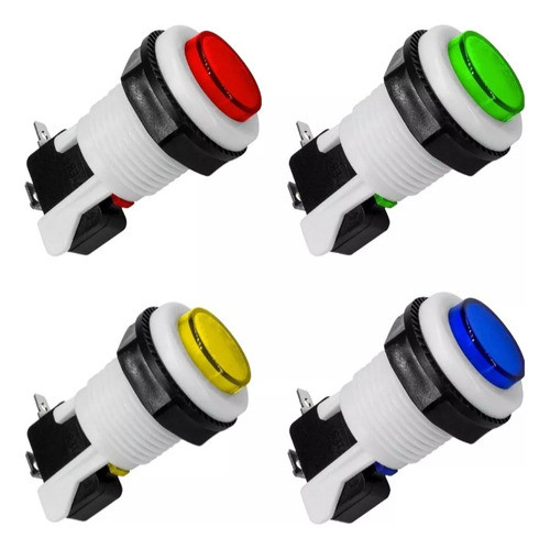 Kit Com 10 Botões De Acrílico - Aba Preta - Fliperama Arcade 0