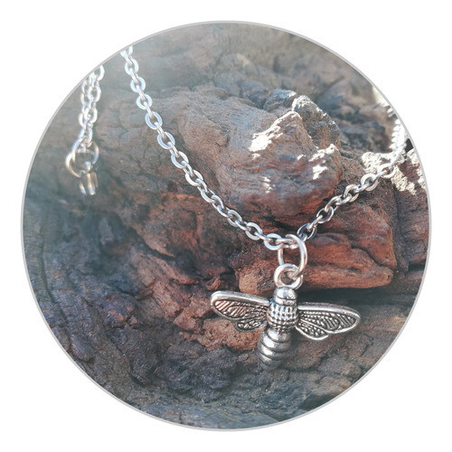 Collar Abejita Cad/quir 45cm Dije Niquel Gemos Minerales 0