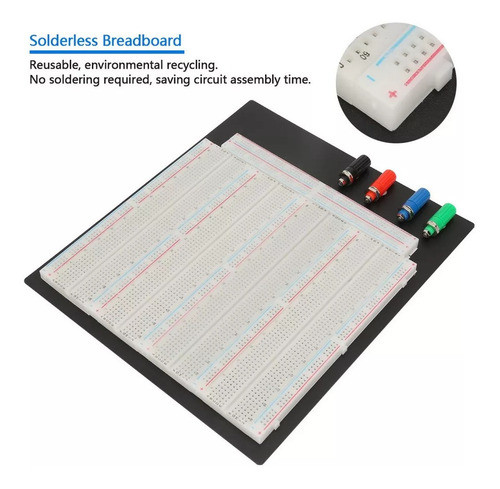Protoboard 3220 Pontos Furos Base De Metal Conectores Zy-208 1