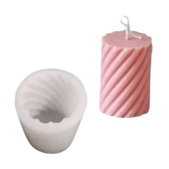 Molde De Silicona Cilindro Rayas Espiral Chico Para Velas 0