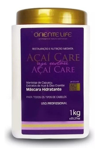 Oriente Life Máscara Açaí Care Restauração E Nutrição 1 Kg 1