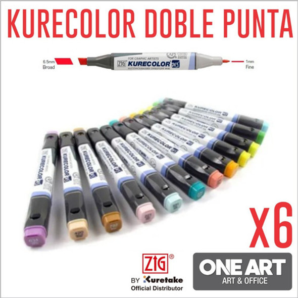 Marcador Kurecolor Kc3000 Doble Punta Recargable X6 Unidades 0