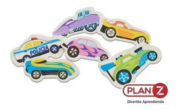 6 Autos Imantados De Goma Eva Juego Juguete Didactico Plan Z 1