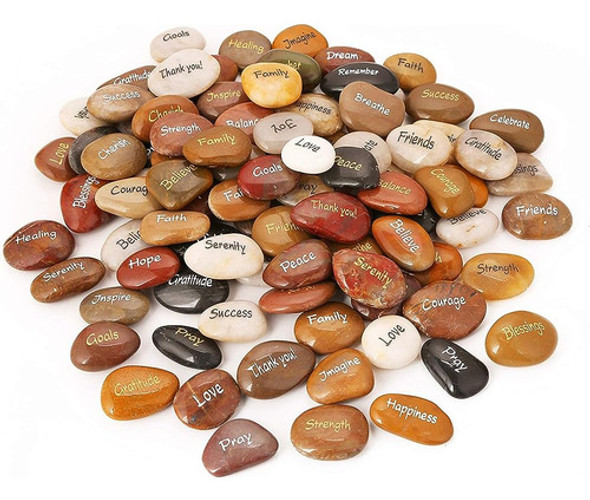 Rockimpact 100pcs Rocas Grabadas Diferentes Palabras Piedras 0