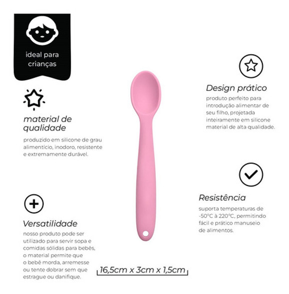 Colher De Silicone Bebe Menina Macia Transição Mimo Style 1 Colher De Silicone Bebe Menina Macia Transição Mimo Style 1