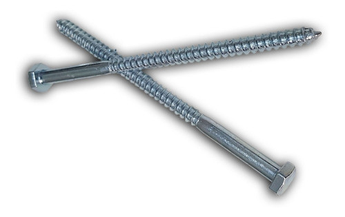 100 Tornillos Tirafondo Hexagonal Zincado 1/4 X 4´´ - 100mm 0