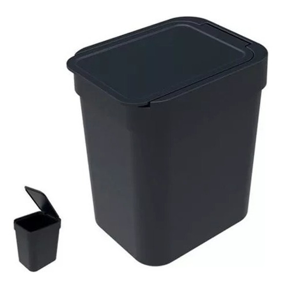 Lixeira Cesto De Lixo Pequena Com Tampa Manual 2,5l Preta 1 Lixeira Cesto De Lixo Pequena Com Tampa Manual 2,5l Preta 1