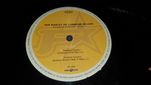 Bob Marley Vs Funkstar De Luxe Rainbow Country Remix Vinilo 1