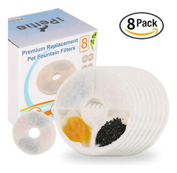 8 Pcs Ipettie Fuente Filtros Para Catit Cat Bowl Bebe Plato 1