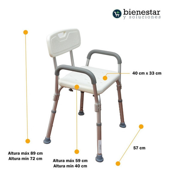 Silla De Ducha Baño Con Apoyabrazos Rs Regulable En Altura 1