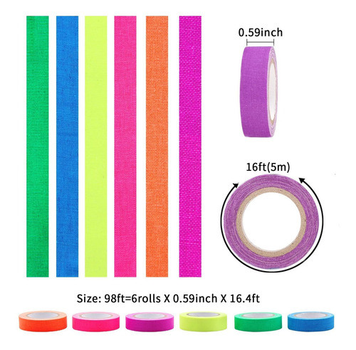 Fita De Tecido Neon Gaffer De 6 Cores, Fita Adesiva De Luz P 1