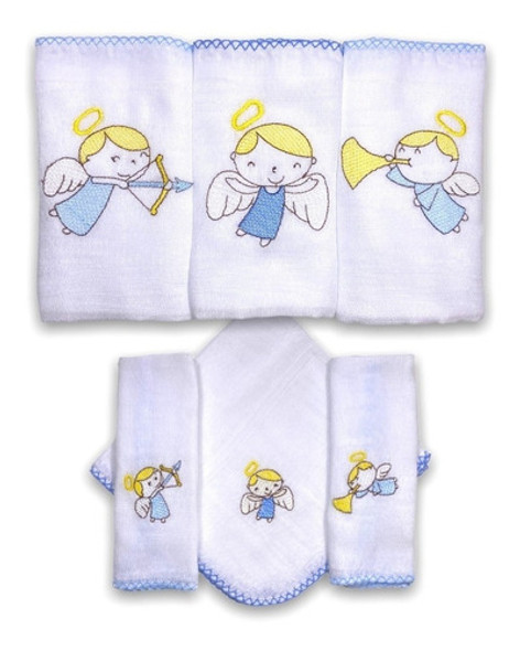 Kit 3 Fraldas De Pano + 3 De Boca Anjo Azul 0
