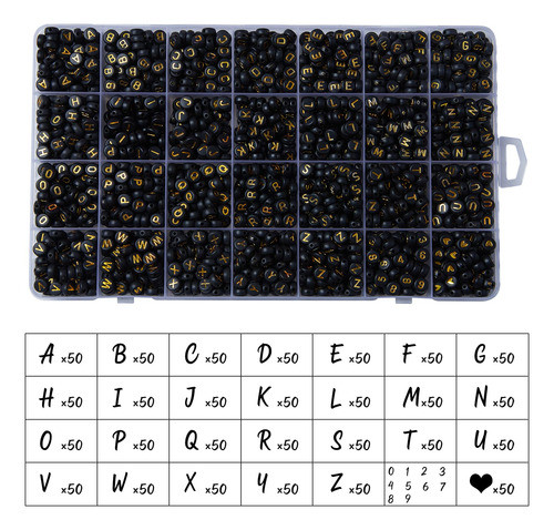 Cuentas Y Dijes Para Hacer Pulseras Letras Abecedario Negras 1